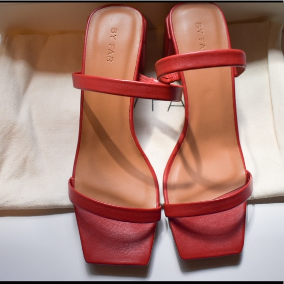 BY FAR Red Tanya Sandals ❤️ *NEW* - Picture 3 of 11